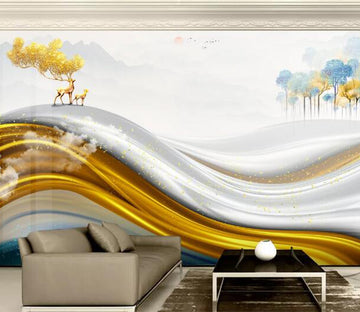 3D Blue Forest Fawn WC2465 Wall Murals