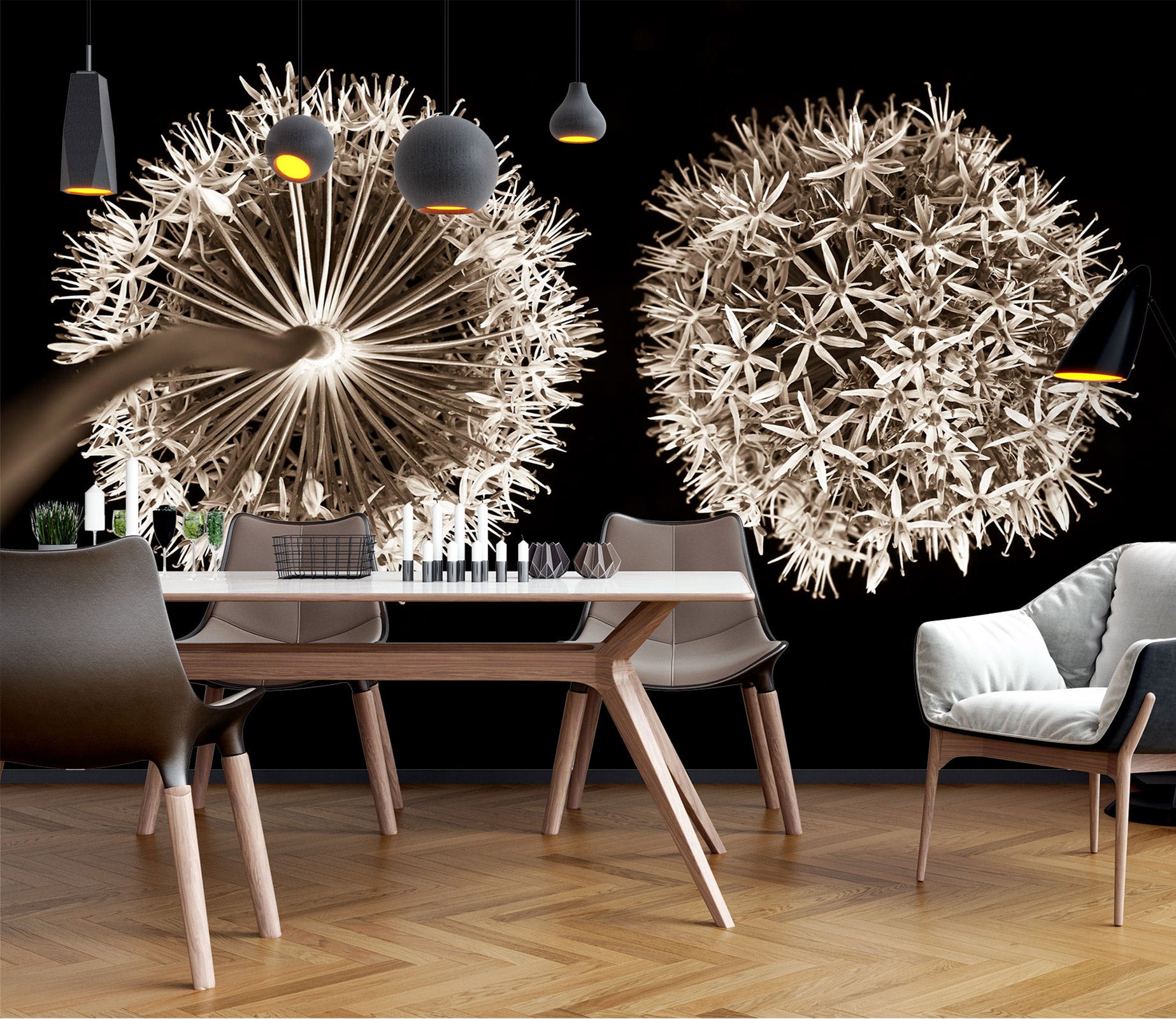 3D Gray Dandelion 6201 Assaf Frank Wall Mural Wall Murals