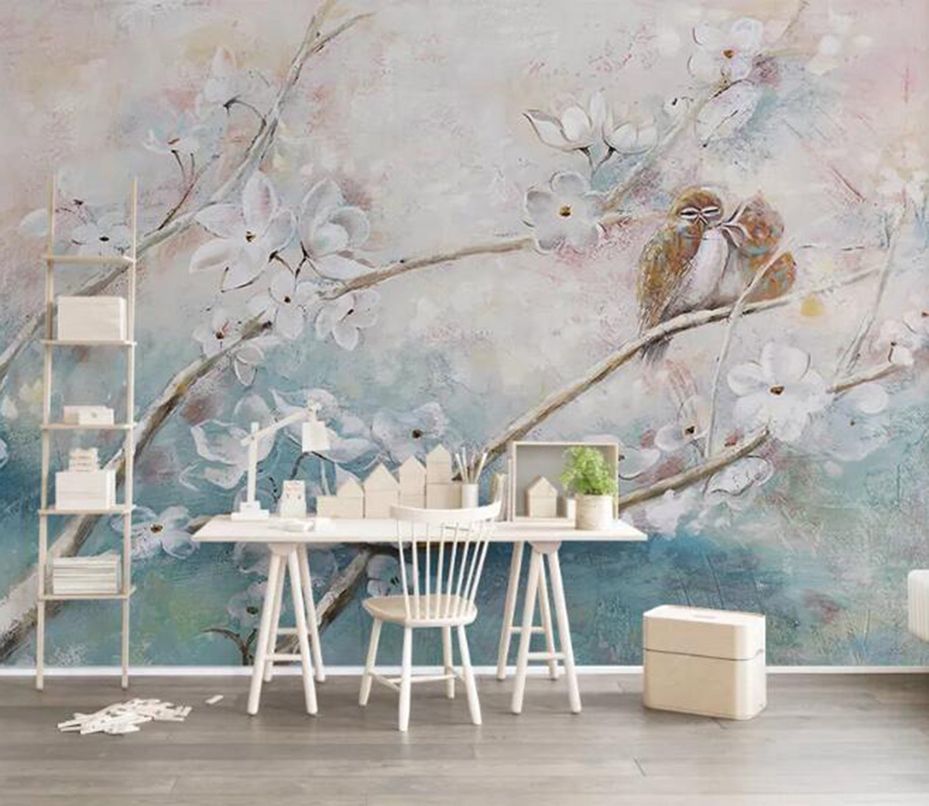 3D White Flowers WG45 Wall Murals Wallpaper AJ Wallpaper 2 