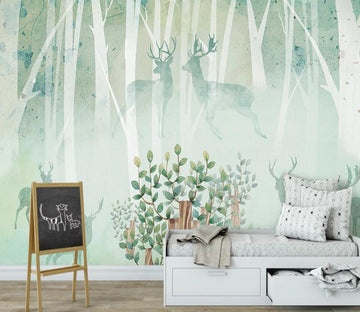 3D Deer Shadow In The Woods 966 Wall Murals