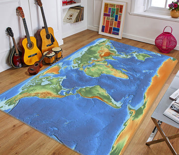 3D Volcano Eruption 220 World Map Non Slip Rug Mat