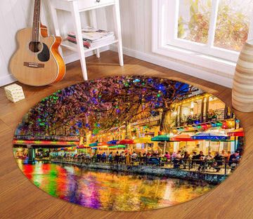 3D Colorful Lights Night 5048 Beth Sheridan Rug Round Non Slip Rug Mat