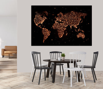 3D Golden Spots 214 World Map Wall Sticker