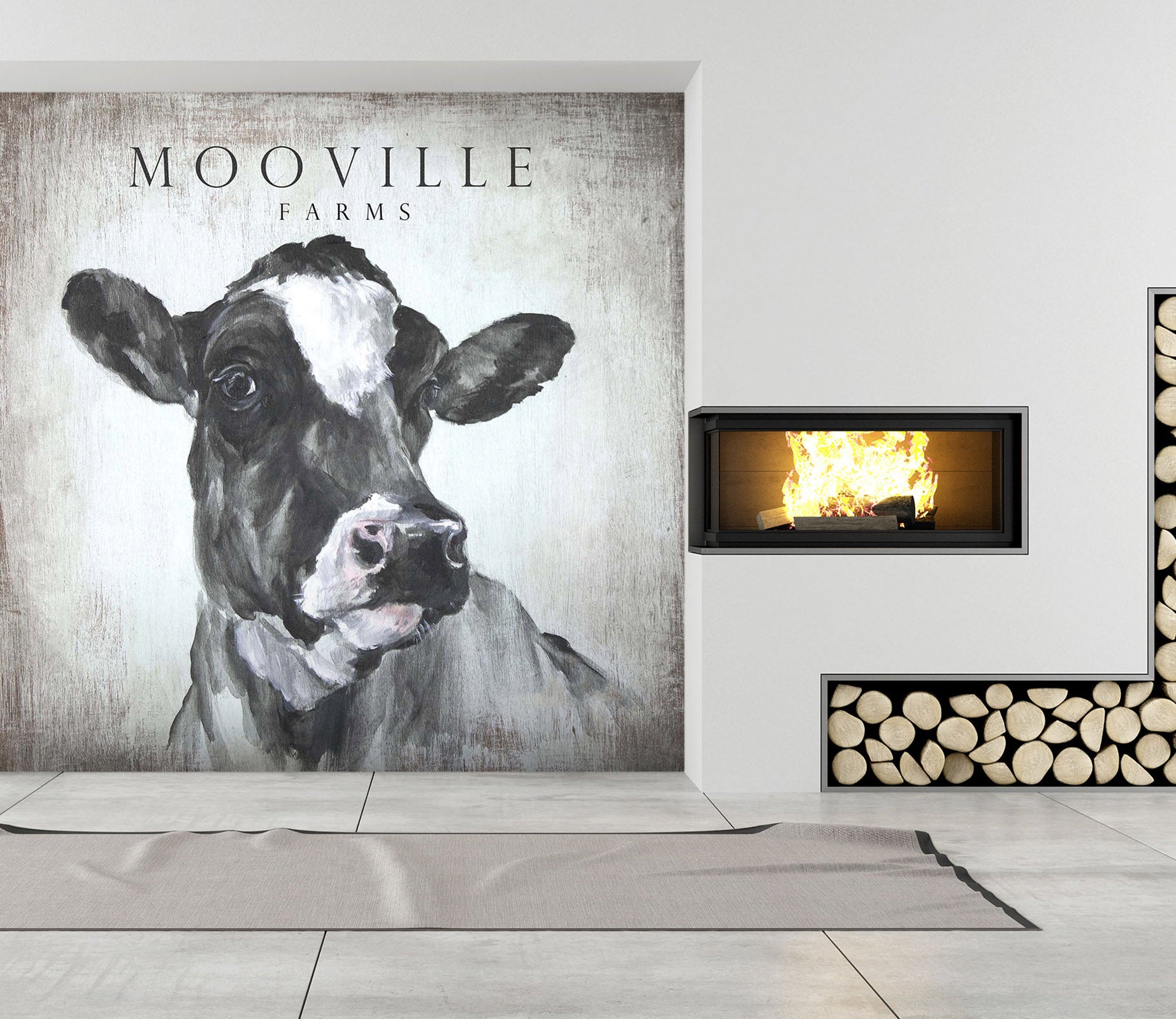 3D Sketch Cow 1408 Debi Coules Wall Mural Wall Murals