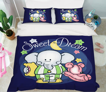 3D Elephant Bear 63211 Bed Pillowcases Quilt