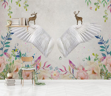 3D Deer On White Wings 2009 Wall Murals