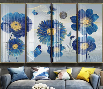 3D Blue Chrysanthemum WC2254 Wall Murals