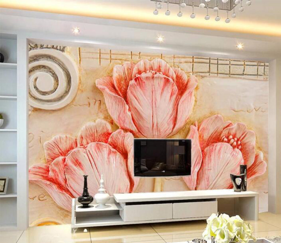 3D Red Tulip WC854 Wall Murals