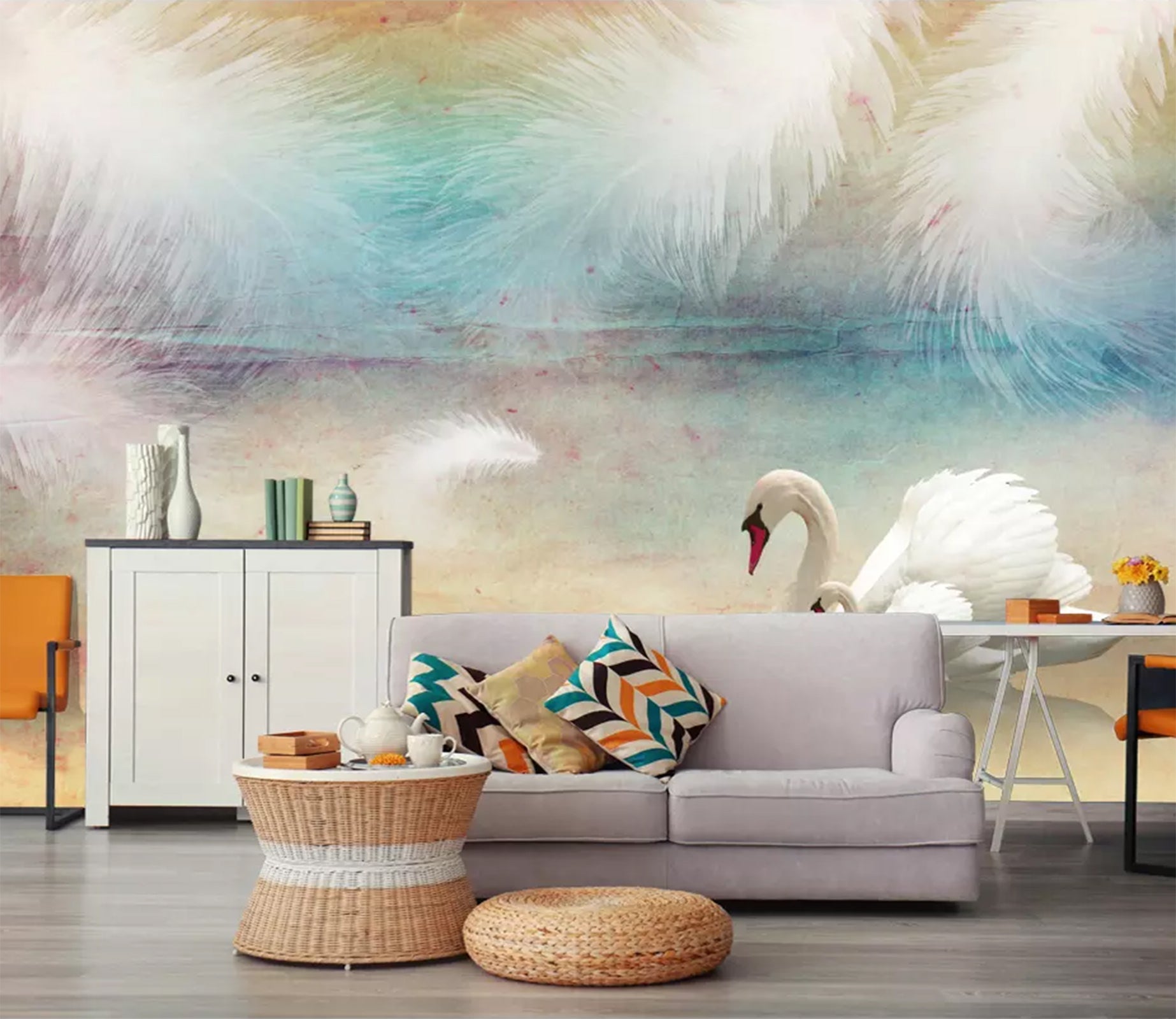 3D Swan Lake WC25 Wall Murals Wallpaper AJ Wallpaper 2 