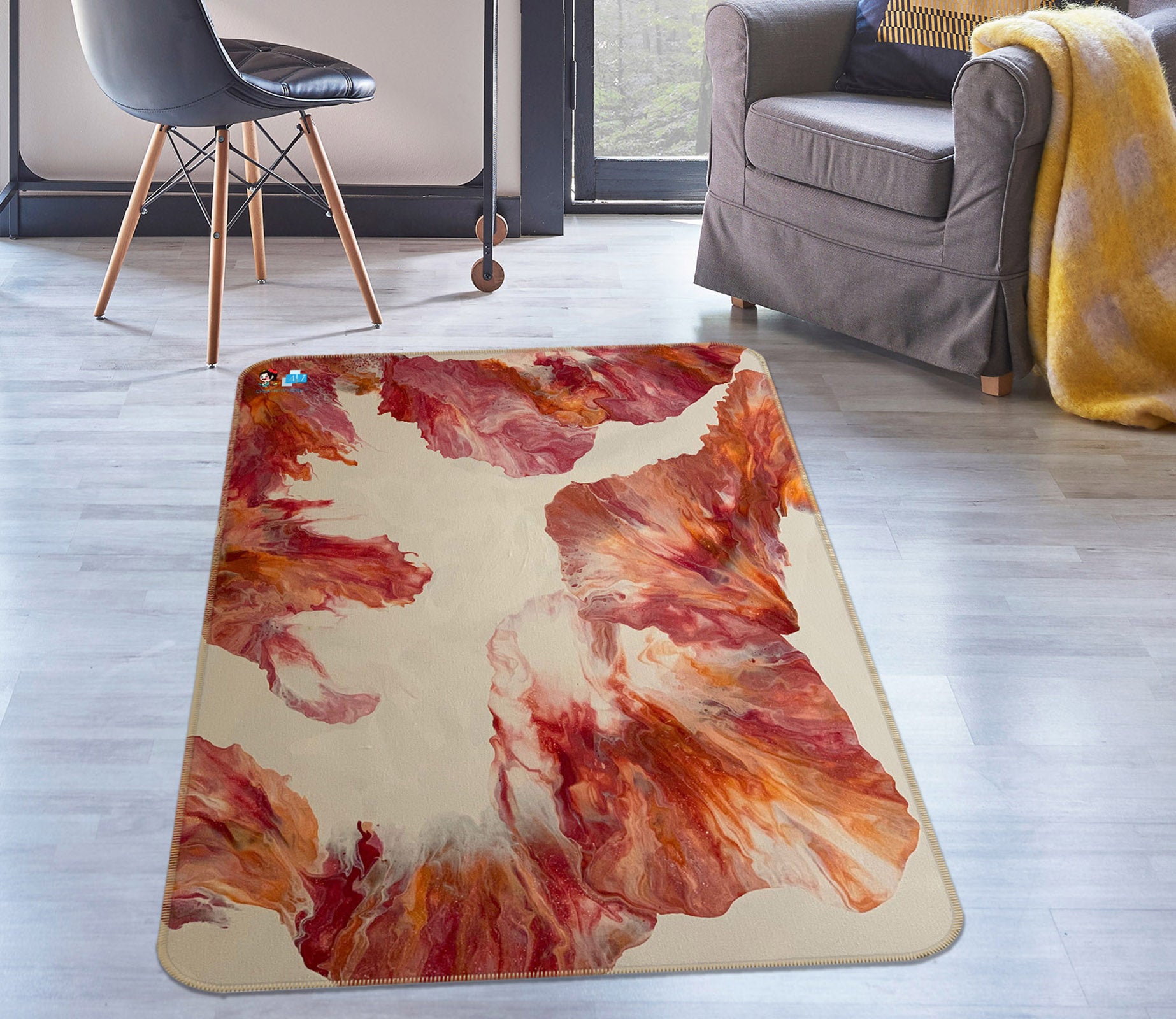 3D Red-Brown 40022 Valerie Latrice Rug Non Slip Rug Mat