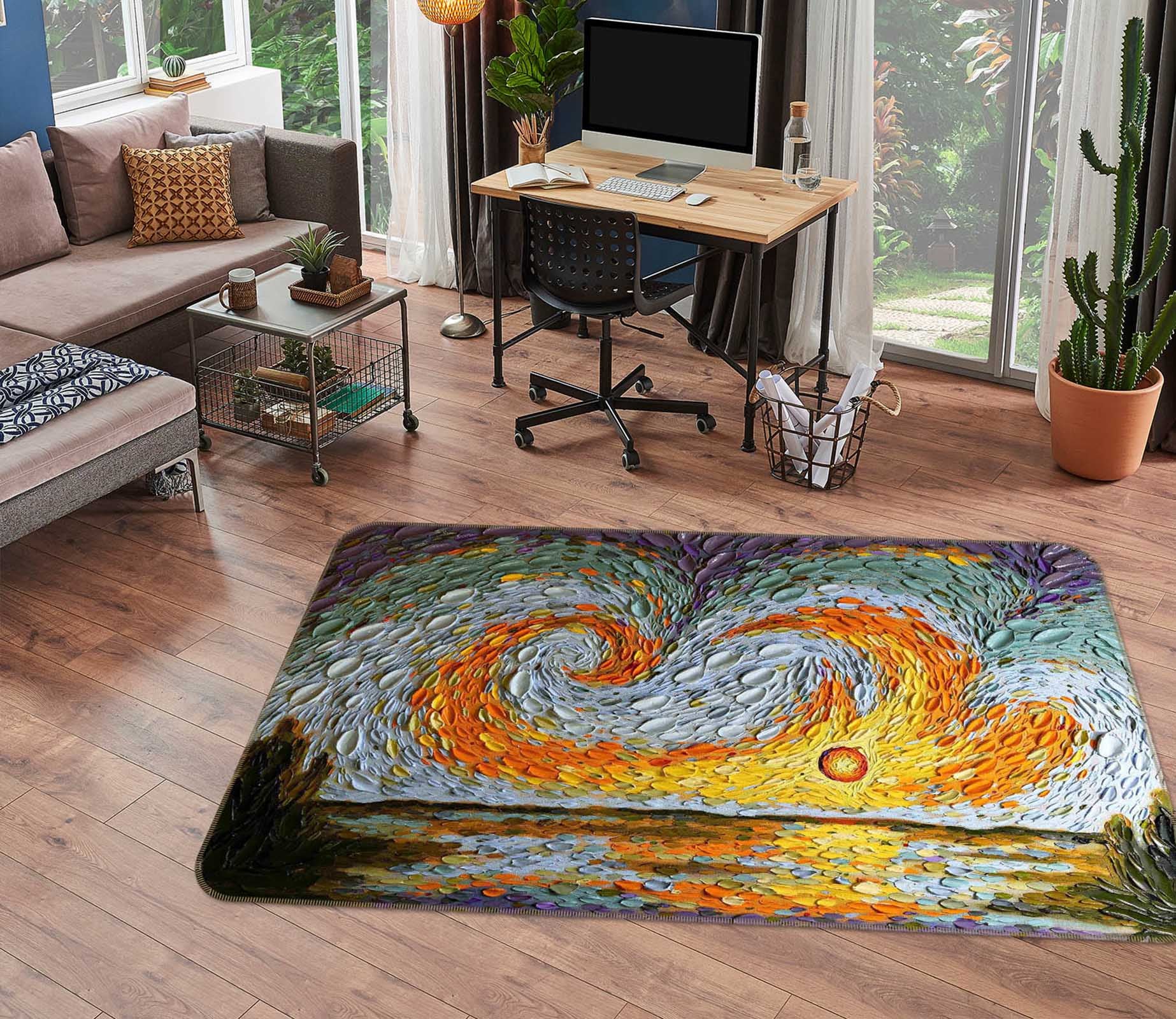 3D Shell Spray 1003 Dena Tollefson Rug Non Slip Rug Mat