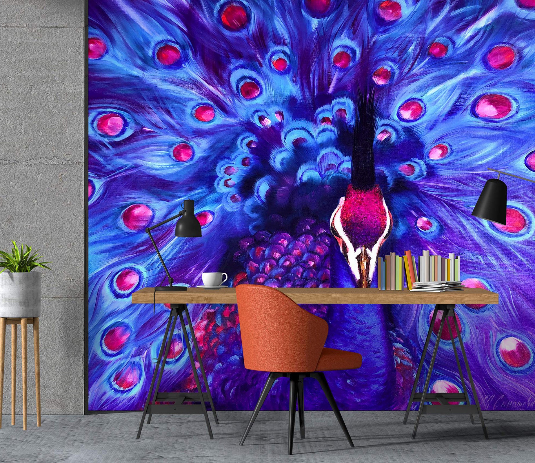 3D Purple Peacock 141 Skromova Marina Wall Mural Wall Murals