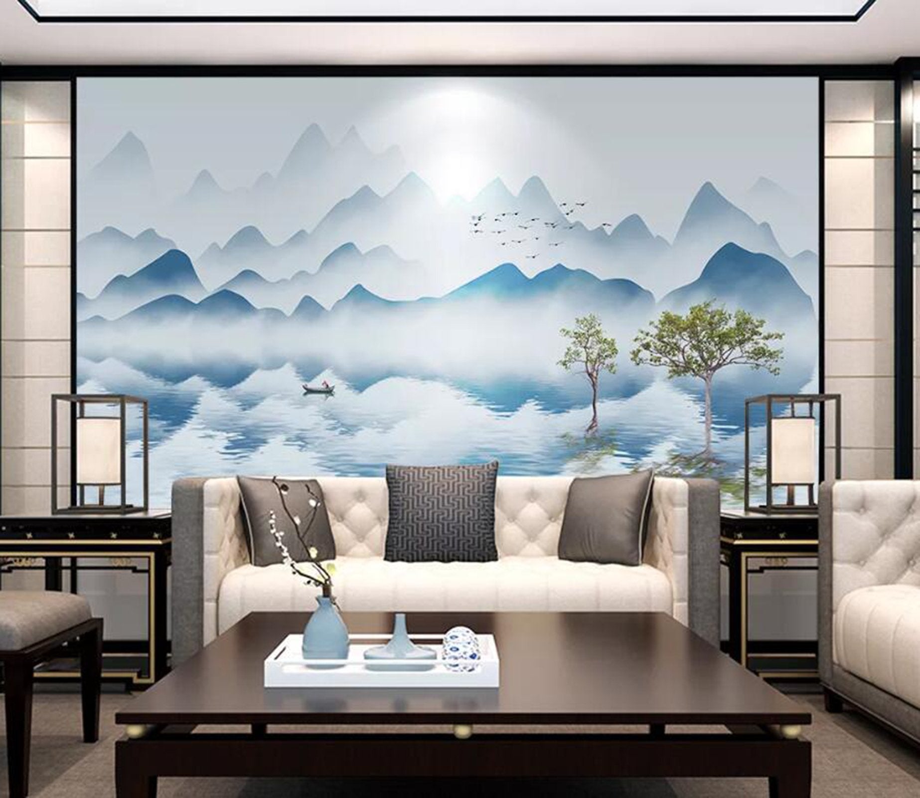 3D Beautiful River Mountain WC71 Wall Murals Wallpaper AJ Wallpaper 2 