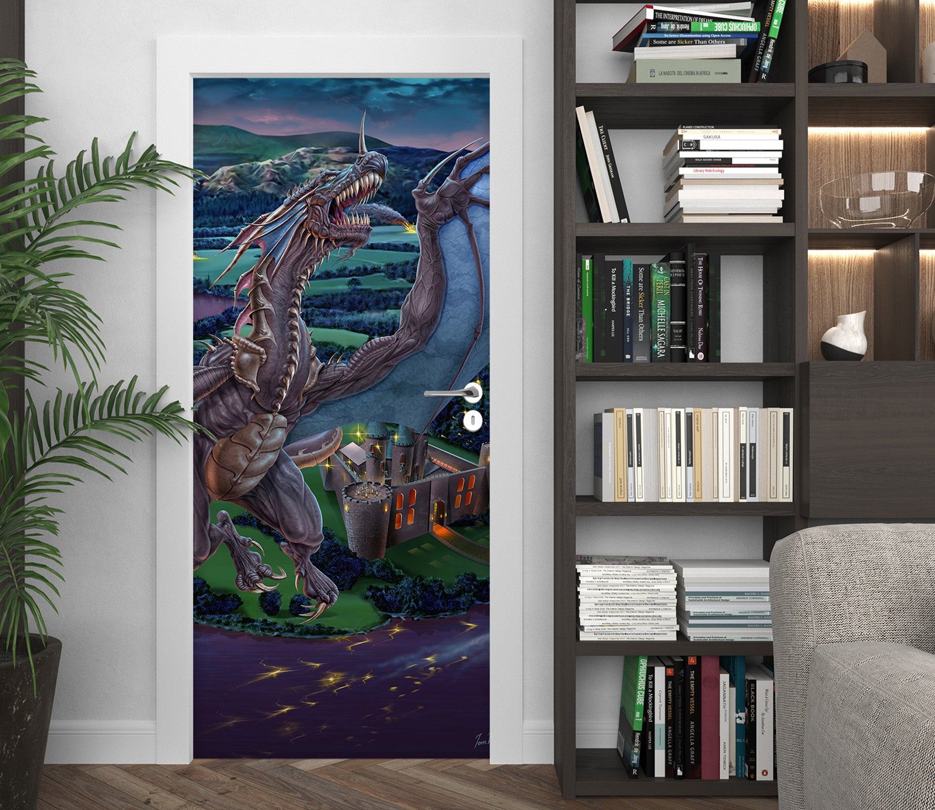 3D Dragon Wings 636 Tom Wood Door Mural