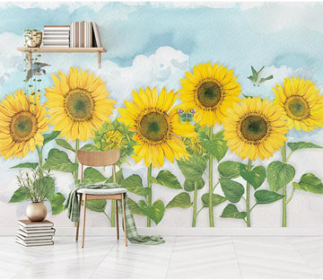 3D Sunflower Bird WC610 Wall Murals