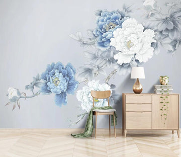 3D Blue Peony WC2362 Wall Murals