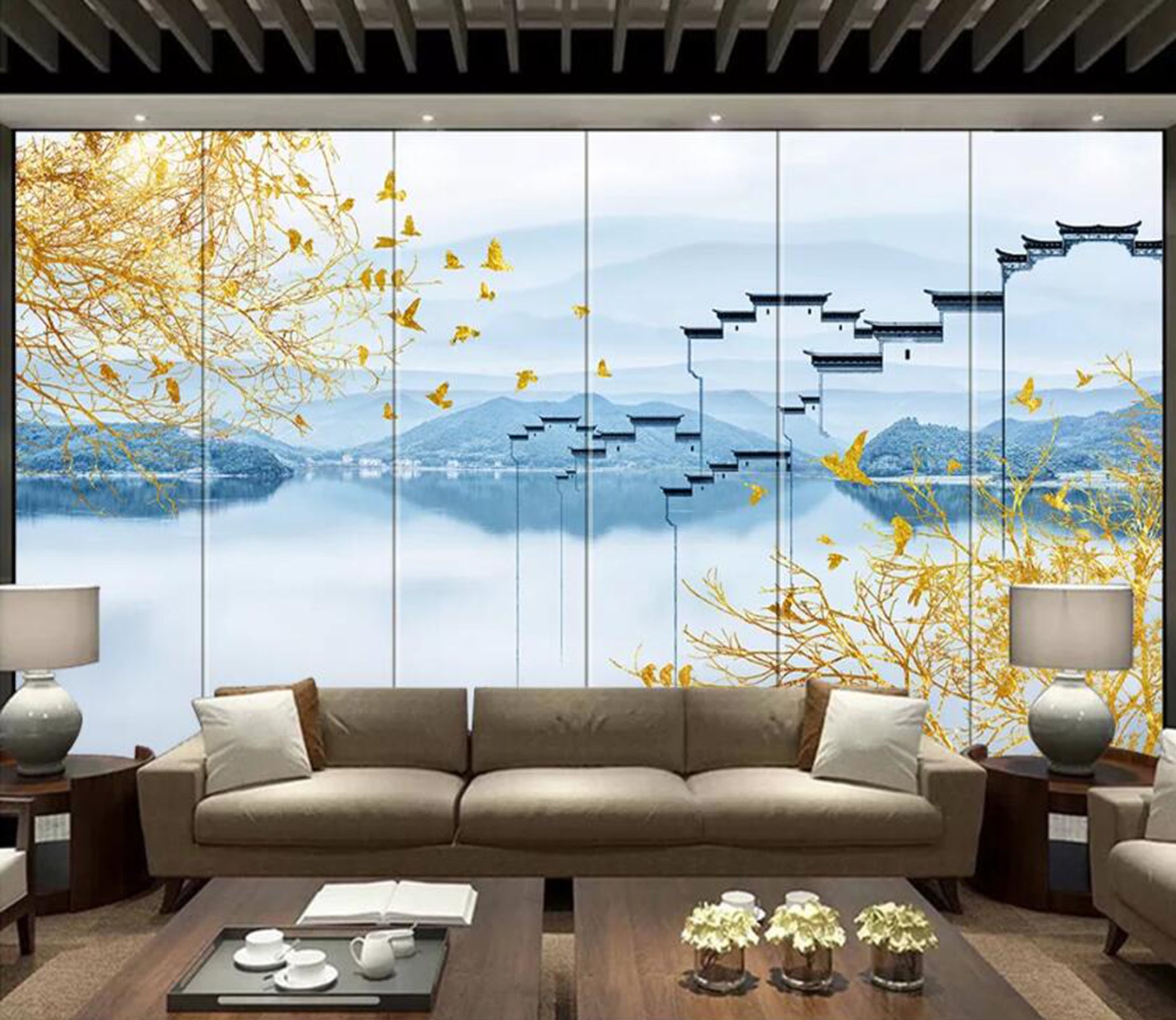 3D Golden Twig WC50 Wall Murals Wallpaper AJ Wallpaper 2 