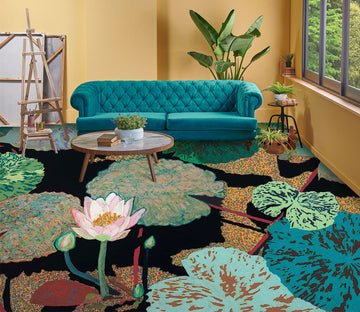 3D Pink Lotus Painting 9689 Allan P. Friedlander Floor Mural  Wallpaper Murals Self-Adhesive Removable Print Epoxy