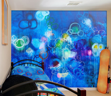 3D Blue Watercolor Circle Pattern 12116 Misako Chida Wall Mural Wall Murals