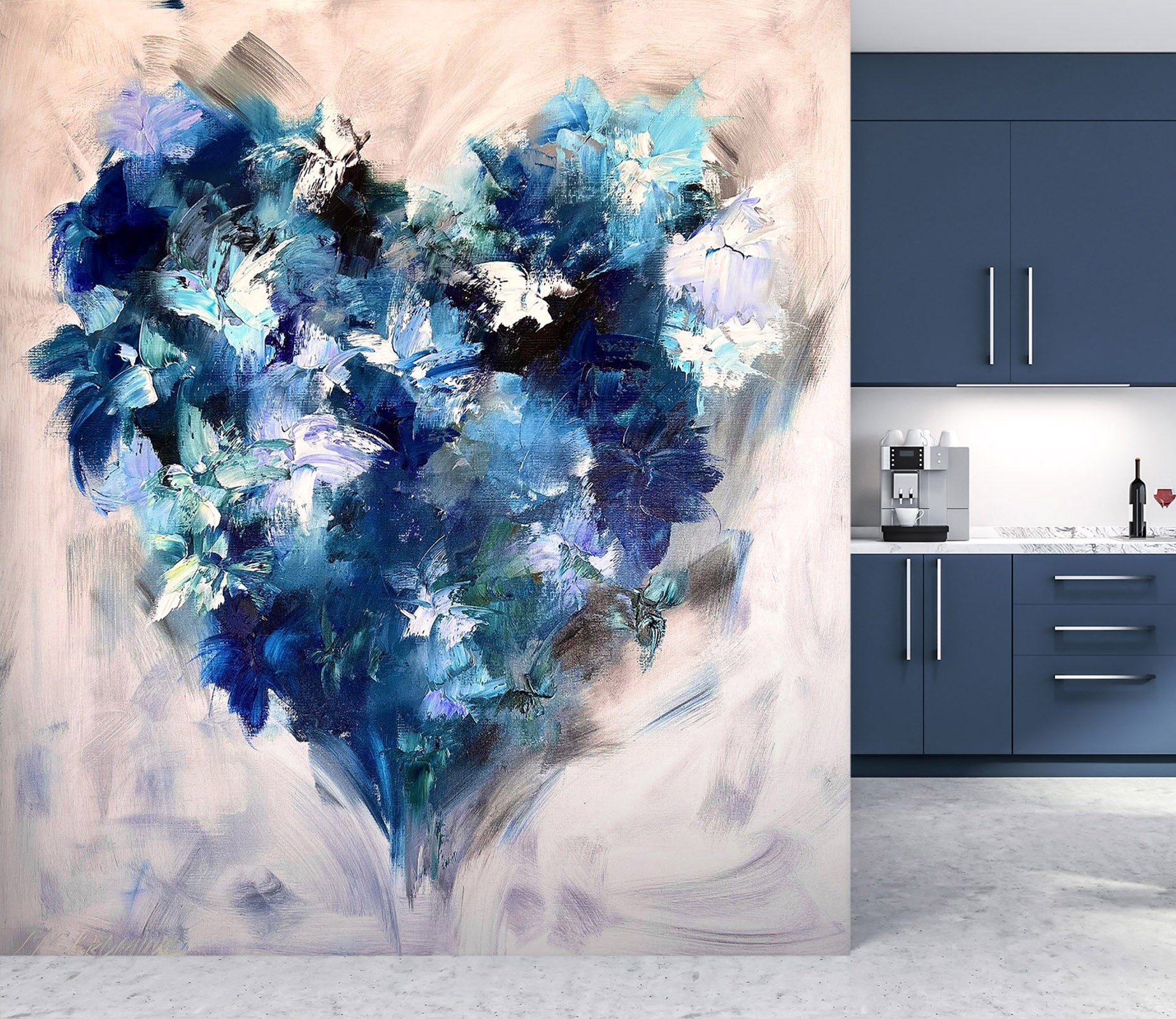 3D Blue Love Flower 2616 Skromova Marina Wall Mural Wall Murals