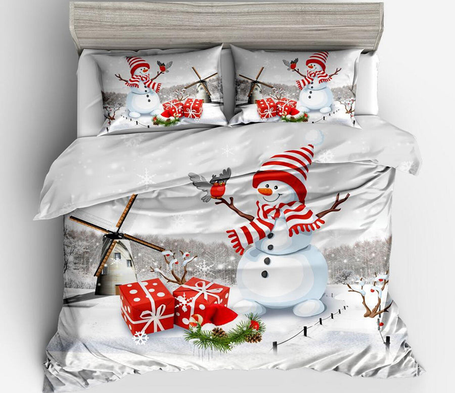 3D Snowman 32158 Christmas Quilt Duvet Cover Xmas Bed Pillowcases