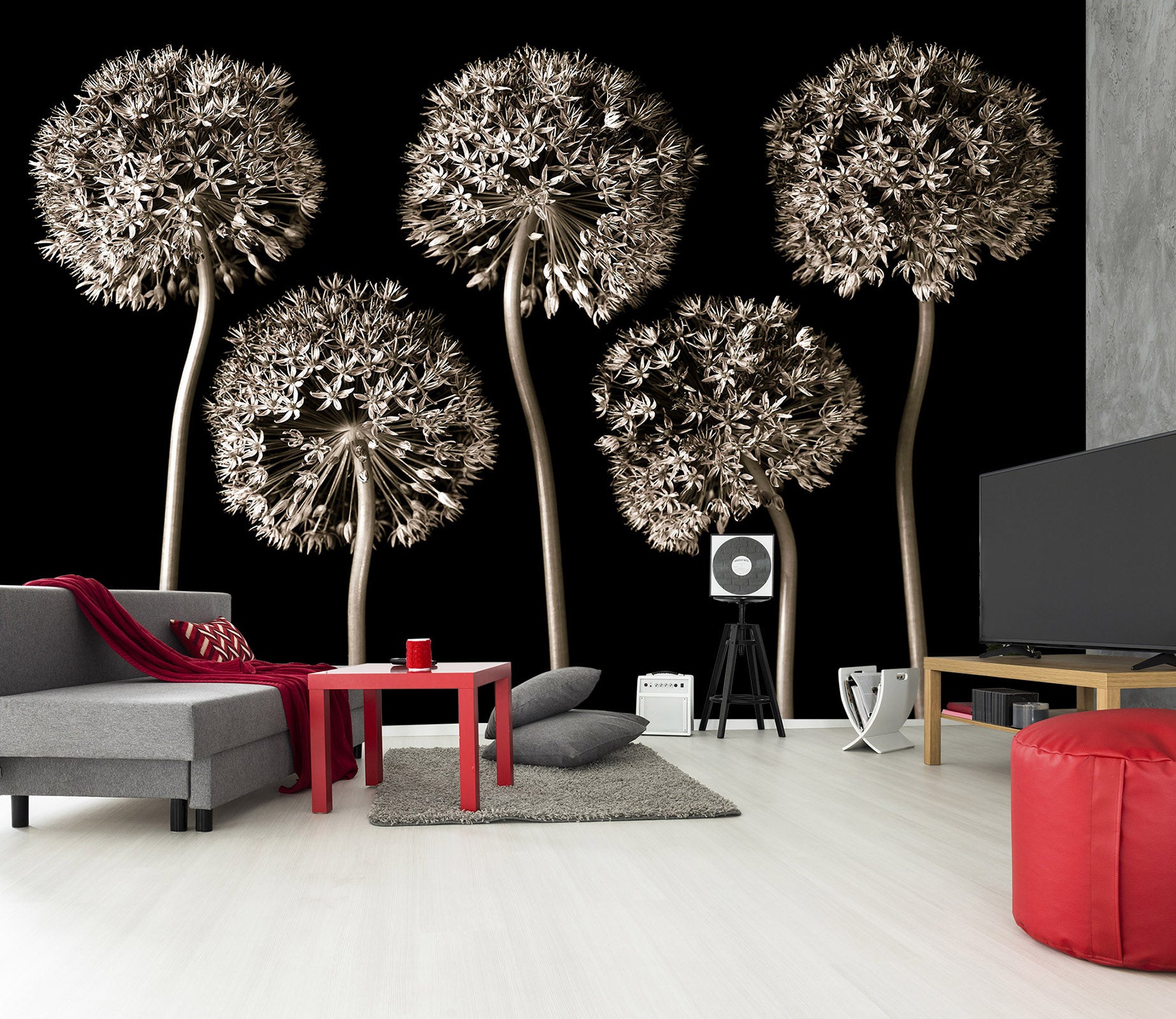 3D Gray Dandelion 6104 Assaf Frank Wall Mural Wall Murals