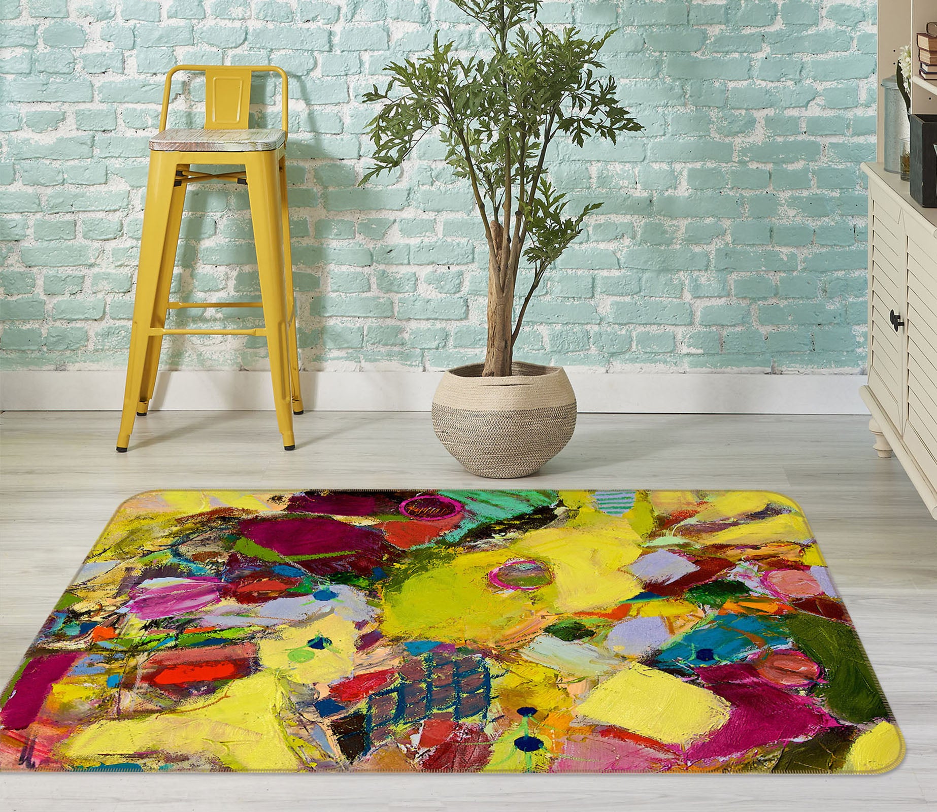 3D Field Flowers 1013 Allan P. Friedlander Rug Non Slip Rug Mat