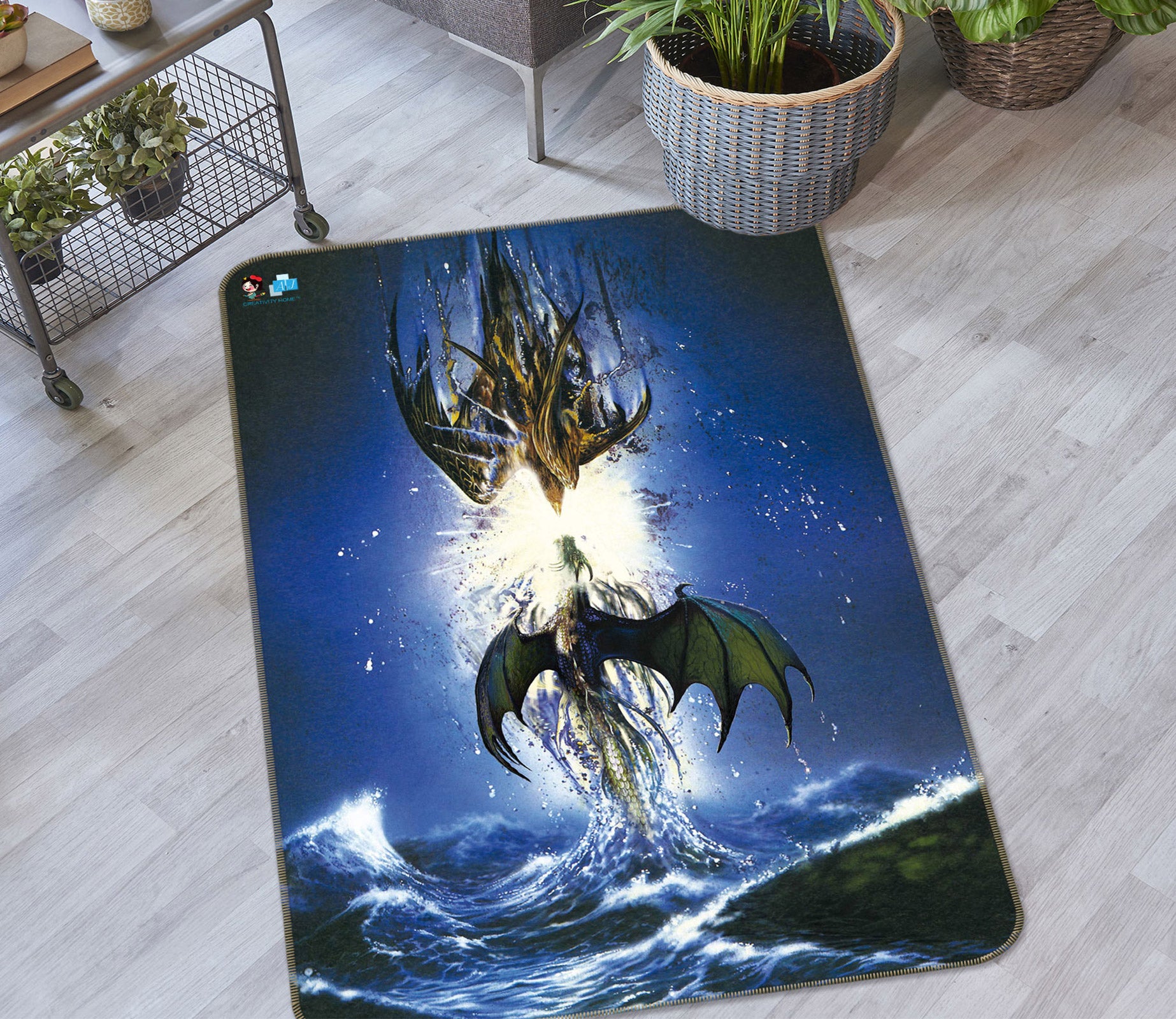 3D Dragon 5182 Ciruelo Rug Non Slip Rug Mat