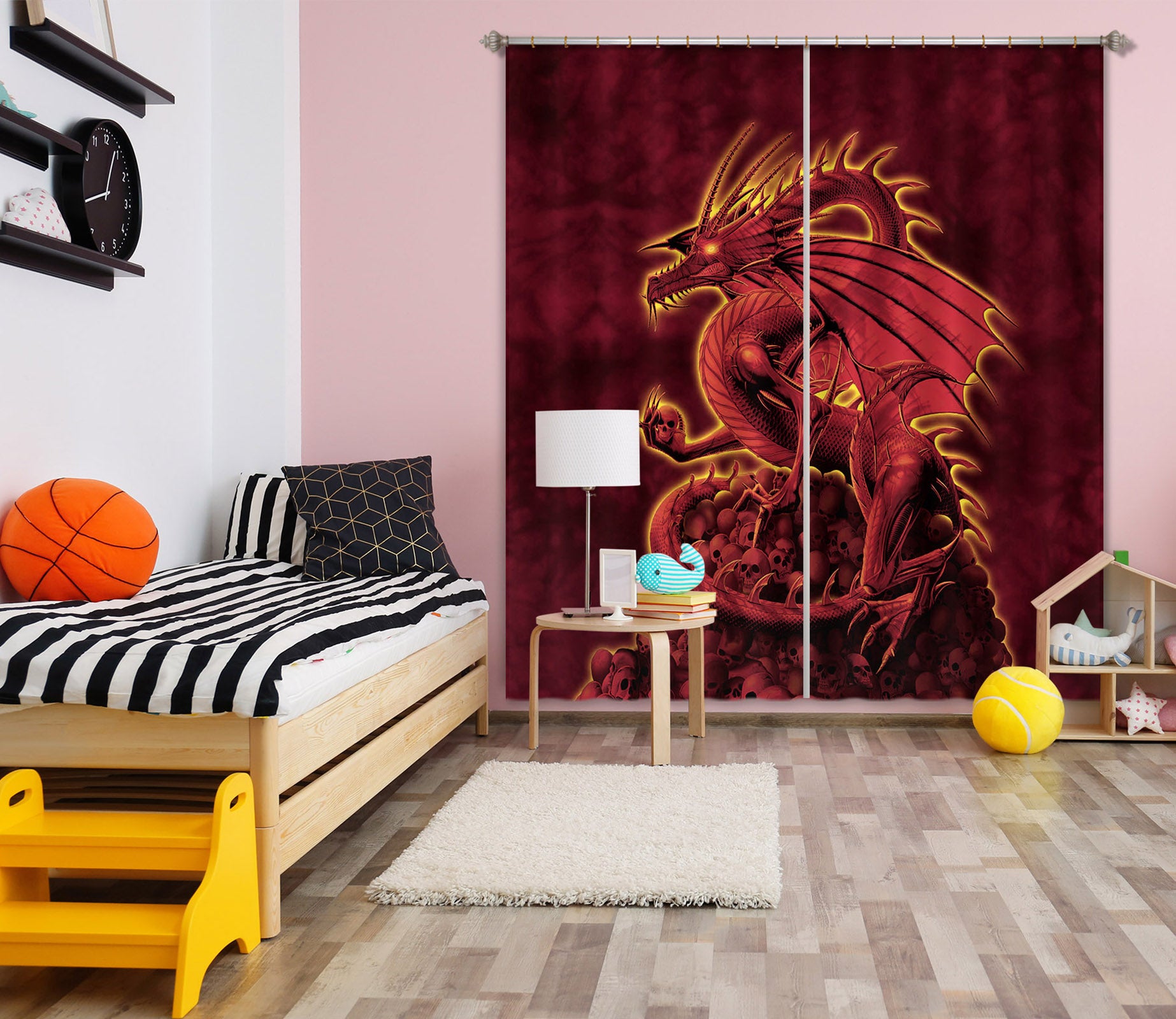 3D Red Dragon 006 Vincent Hie Curtain Curtains Drapes