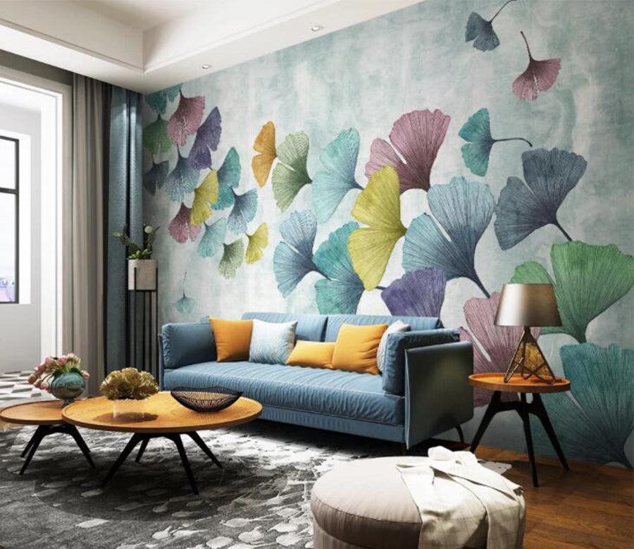 3D Colored Leaves WC2523 Wall Murals