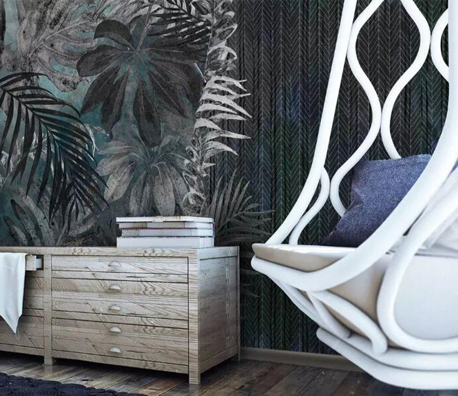 3D Black Leaves WG1031 Wall Murals