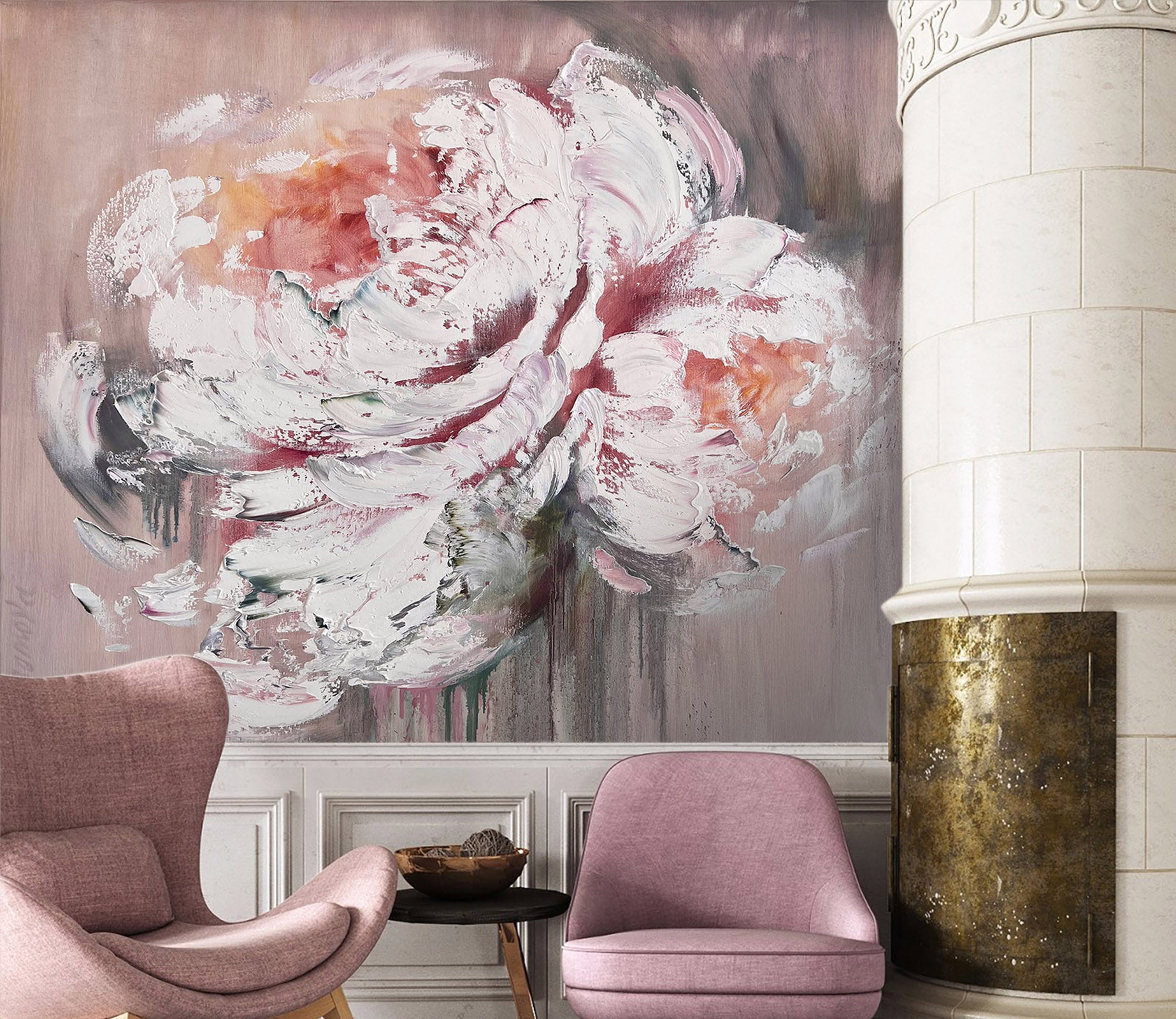 3D Pink Painting Art Flower 3106 Skromova Marina Wall Mural Wall Murals