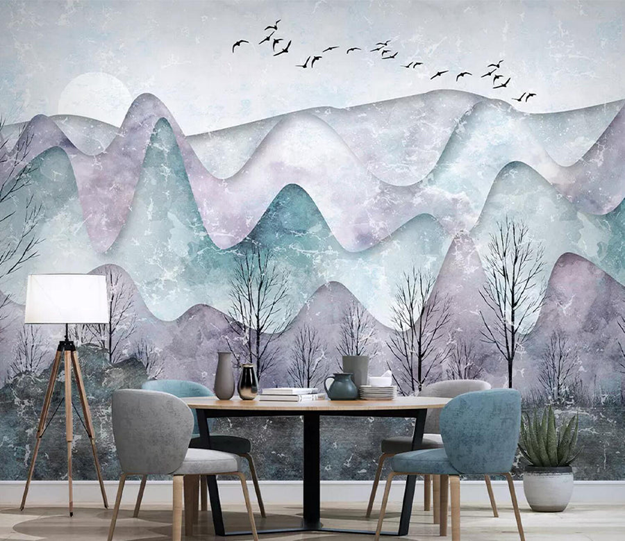 3D Purple Valley Tree WC804 Wall Murals