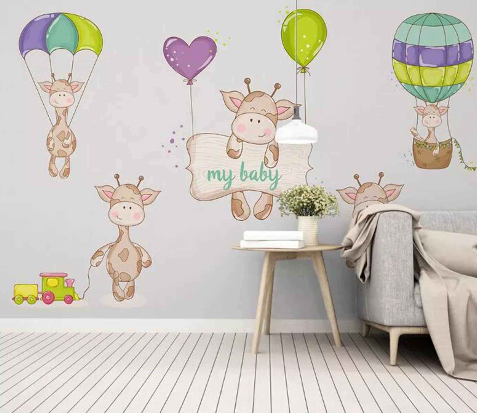 3D Cow Balloon WG01 Wall Murals Wallpaper AJ Wallpaper 2 