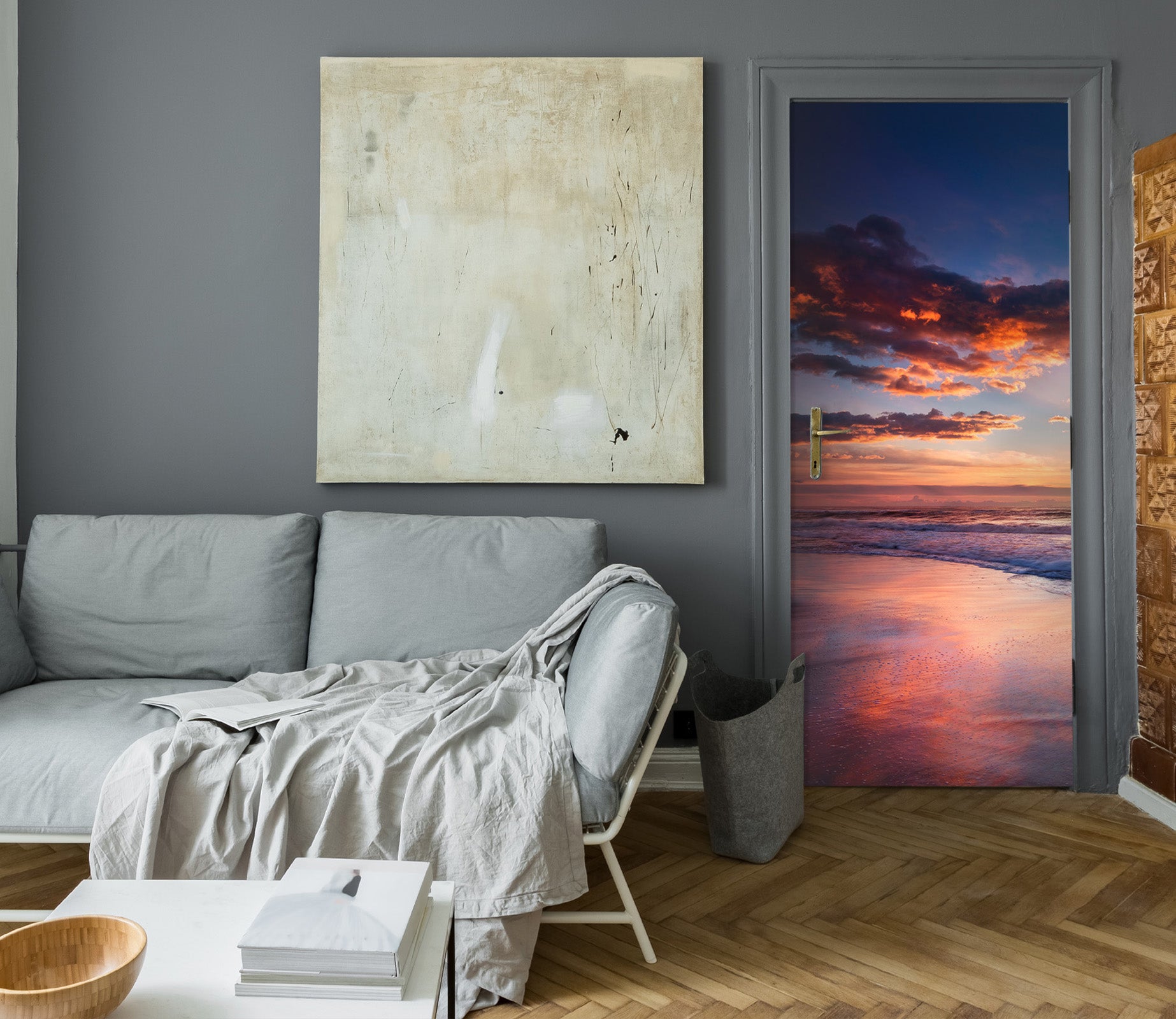 3D Sunset Sky Beach 122134 Marco Carmassi Door Mural