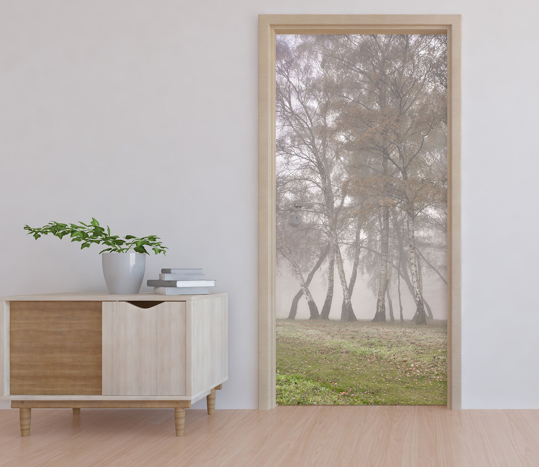 3D Fog Grass Trees 10667 Assaf Frank Door Mural