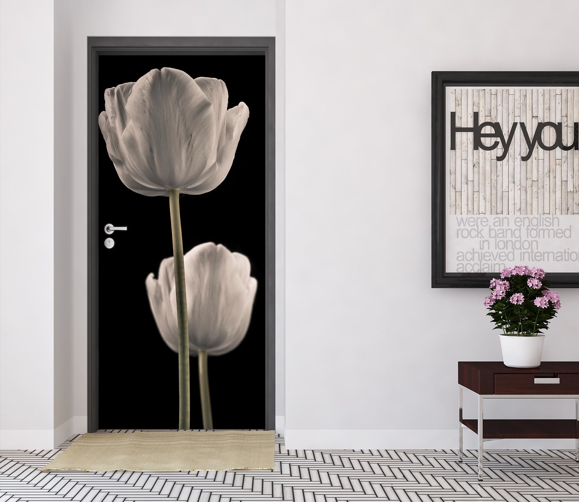 3D White Bud 5020 Assaf Frank Door Mural