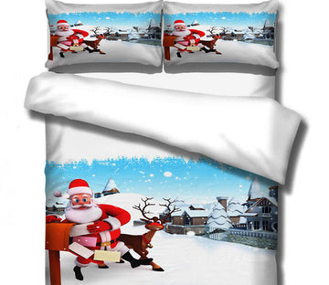 3D Snow Santa Deer 32131 Christmas Quilt Duvet Cover Xmas Bed Pillowcases