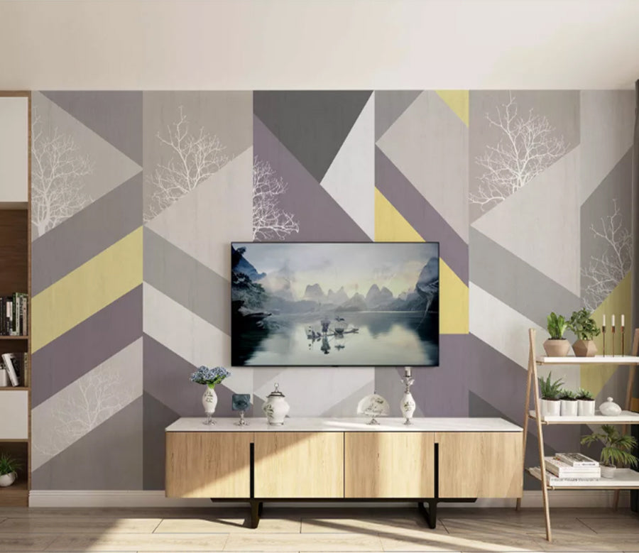 3D White Tree Pattern WC2594 Wall Murals