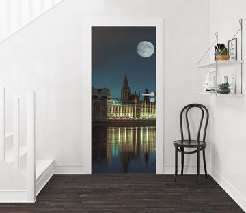 3D Moon Lake Building Shadow 10692 Assaf Frank Door Mural