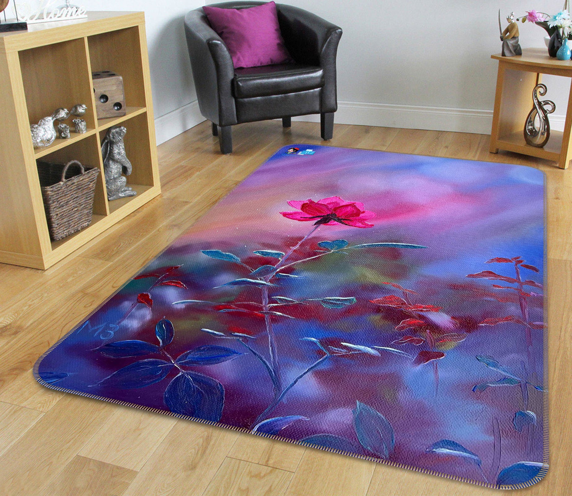 3D Red Flower 9715 Marina Zotova Rug Non Slip Rug Mat