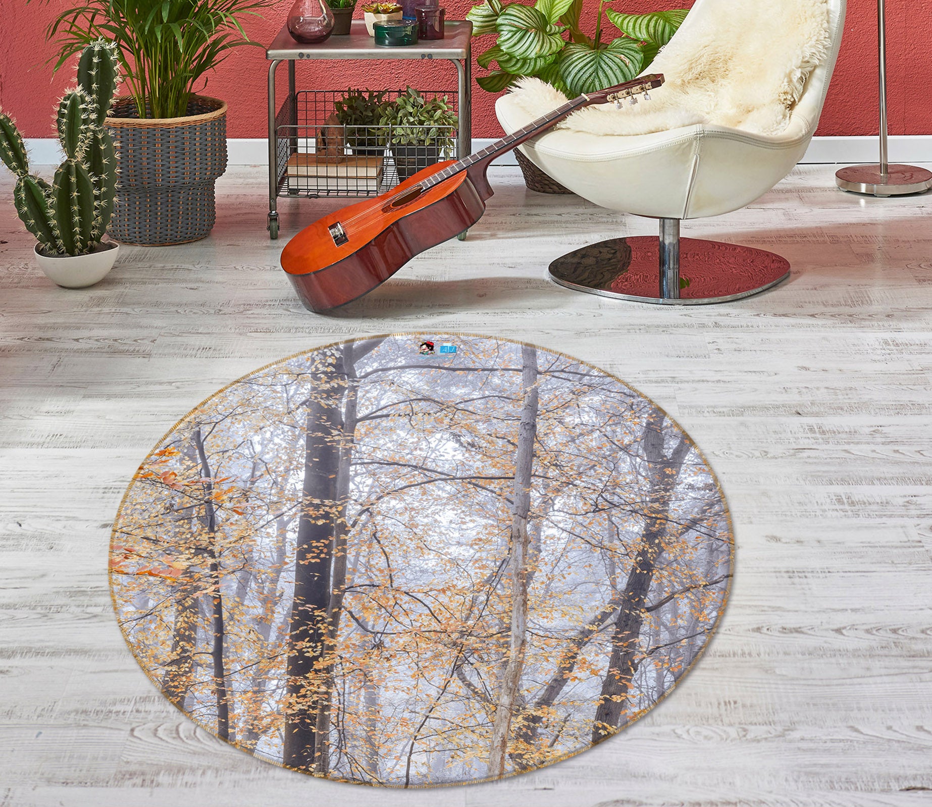 3D Tree Branches 7355 Assaf Frank Rug Round Non Slip Rug Mat