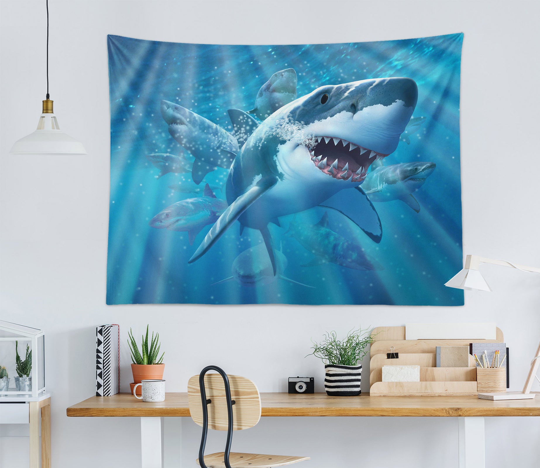 3D Ocean Shark 111132 Jerry LoFaro Tapestry Hanging Cloth Hang