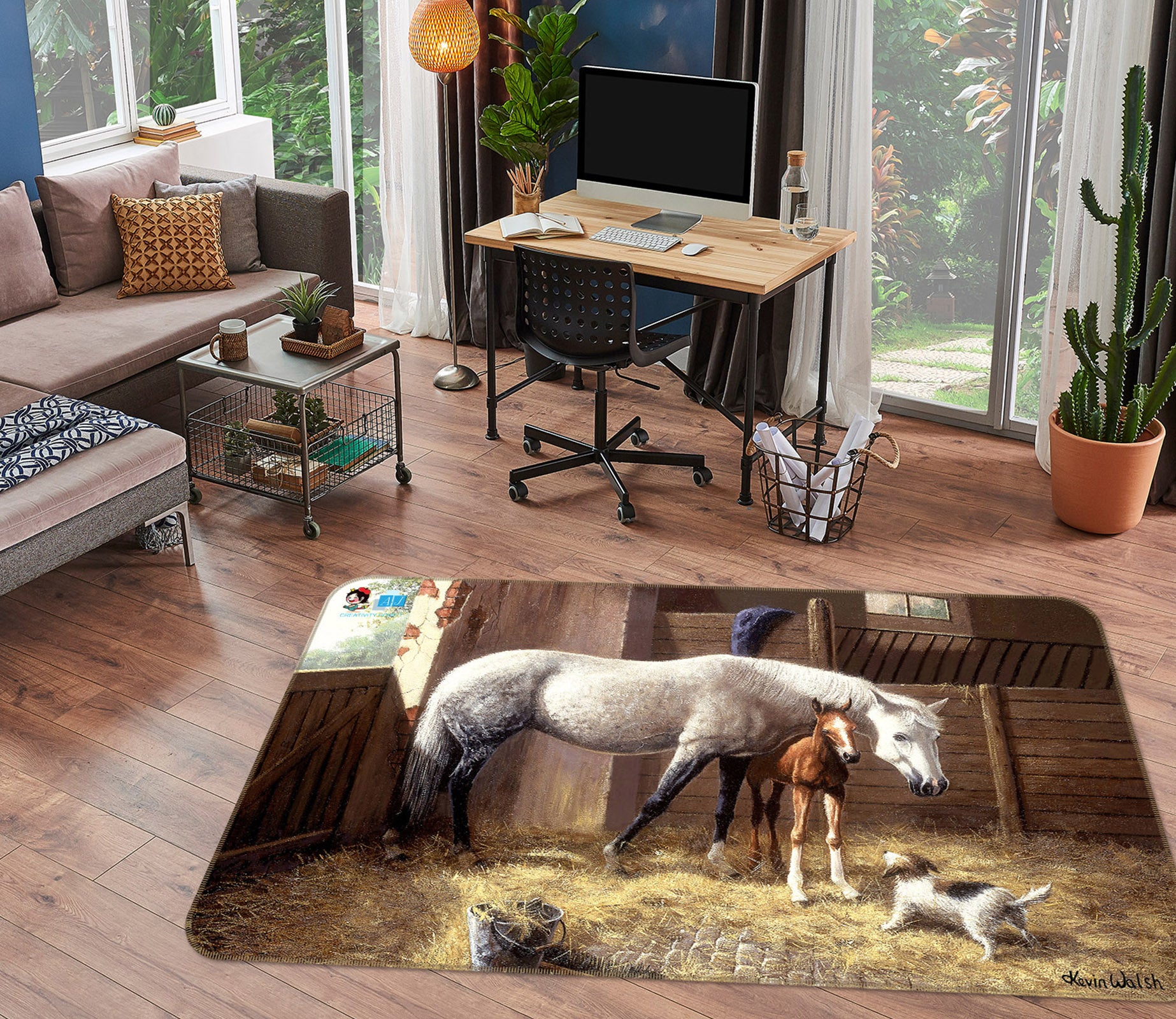 3D Stable Horse 003 Kevin Walsh Rug Non Slip Rug Mat