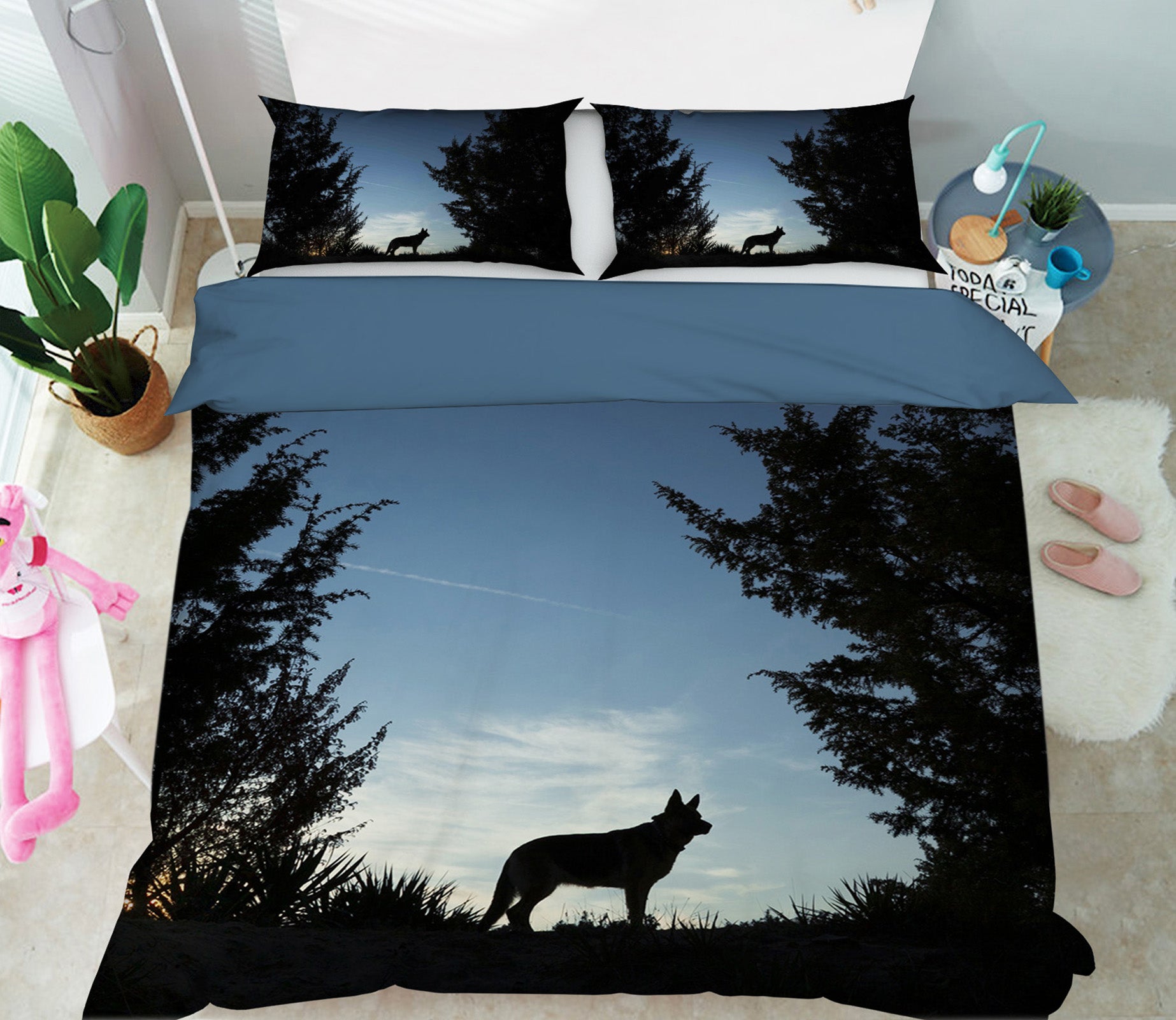 3D Forest Black Wolf 052 Bed Pillowcases Quilt