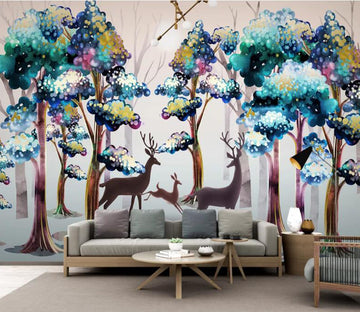 3D Color Forest Deer WC2702 Wall Murals