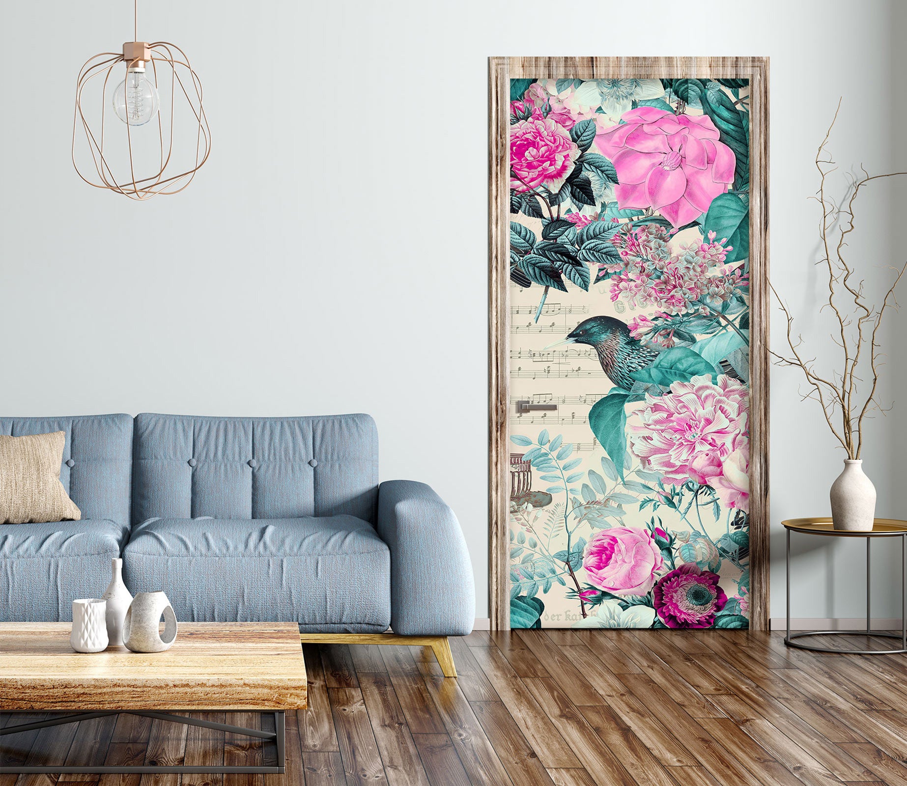 3D Bird Flower Bush 11886 Andrea Haase Door Mural