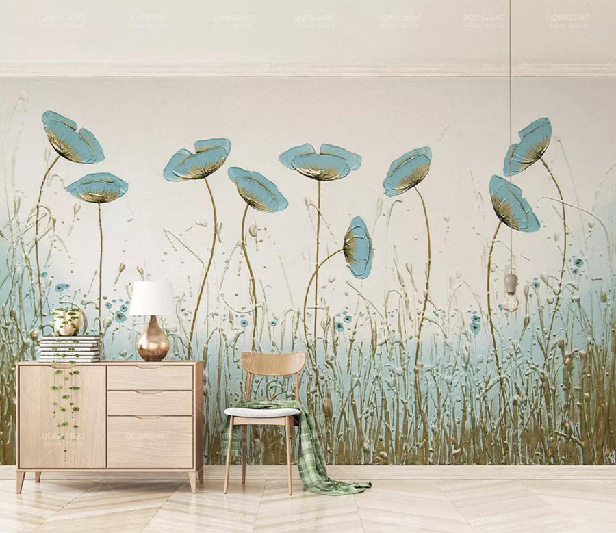 3D Blue Flower WC354 Wall Murals