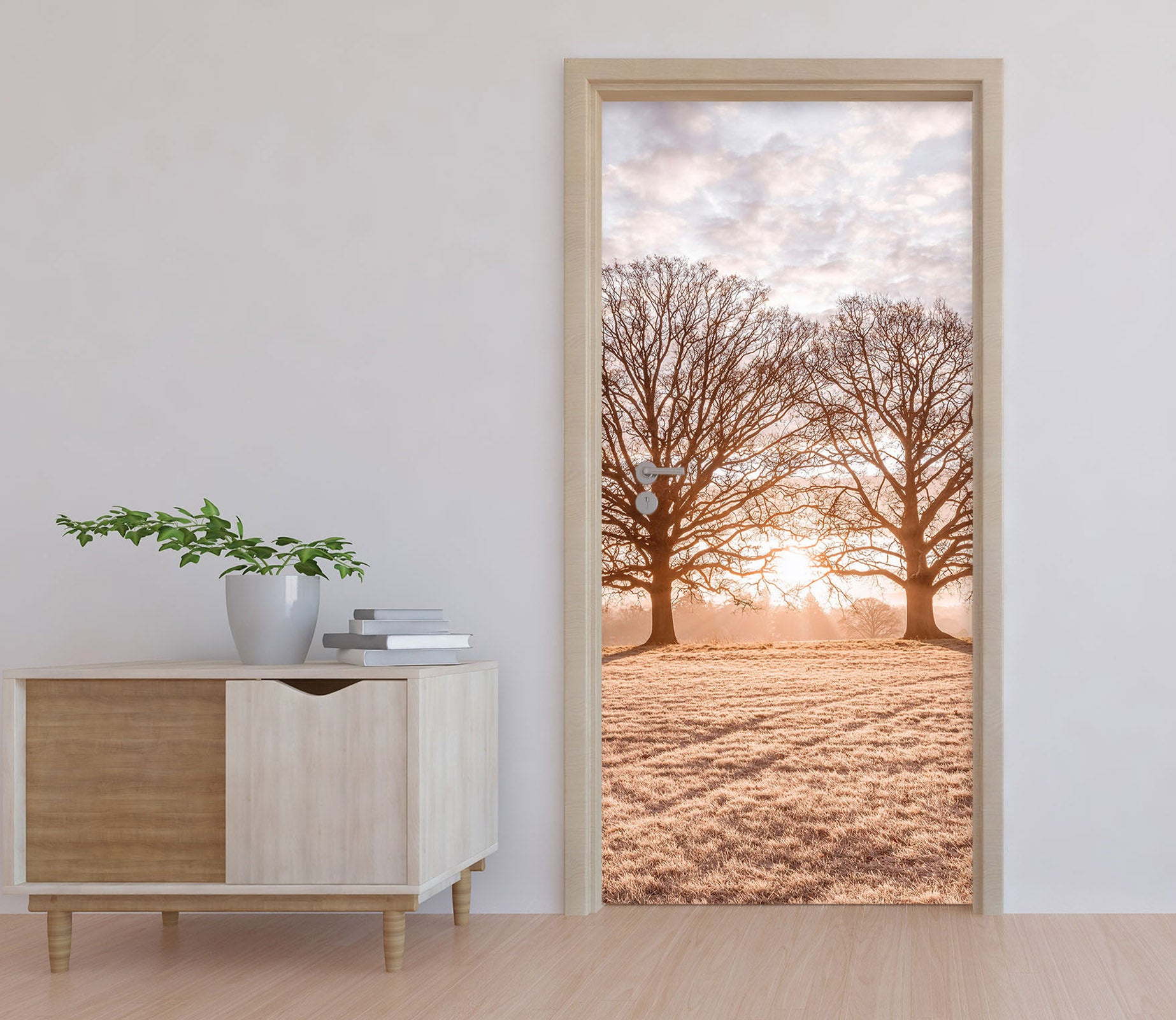 3D Sunlight Lawn Trees 10243 Assaf Frank Door Mural