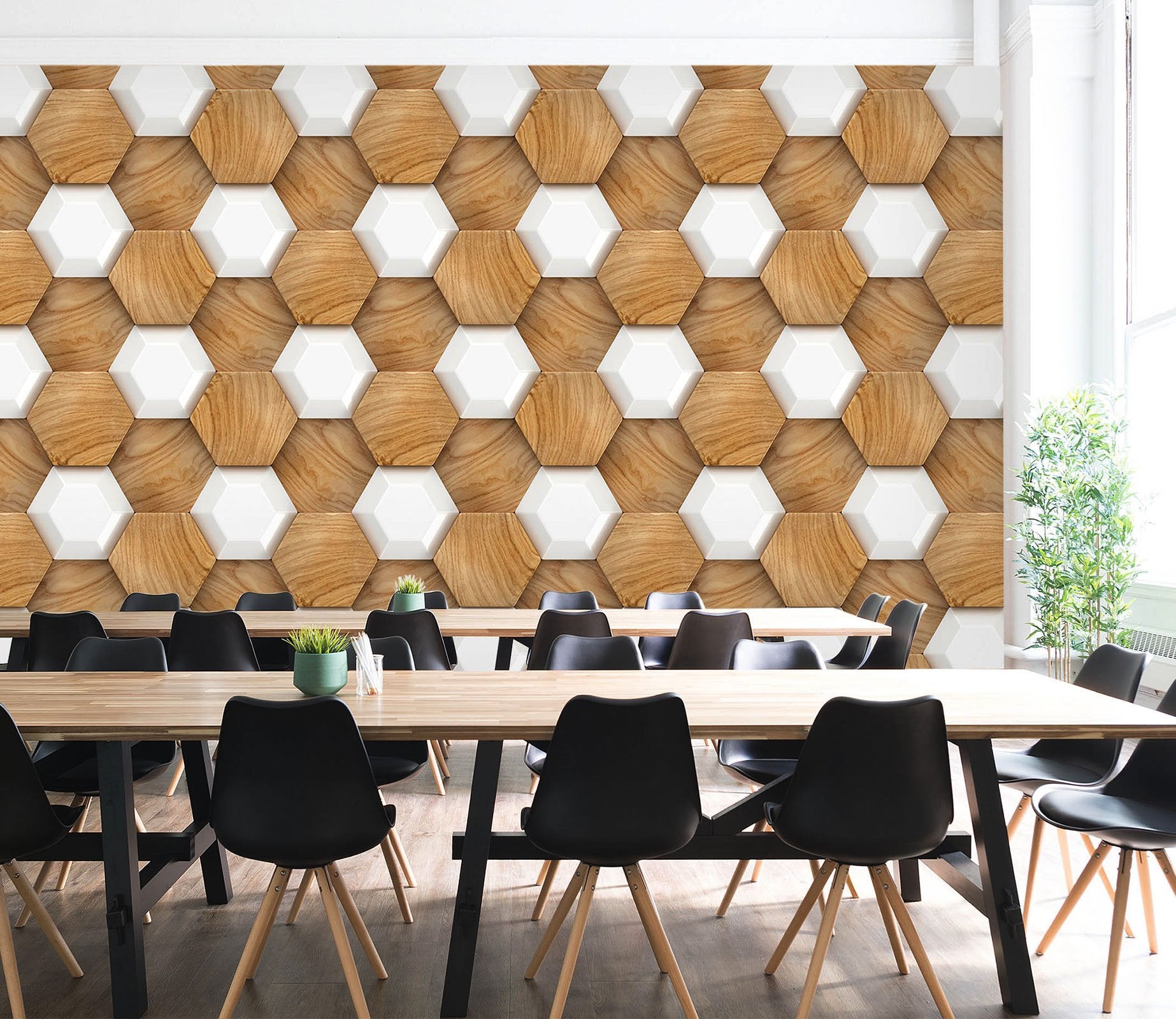 3D Hexagon Wood Grain 60 Wallpaper AJ Wallpaper 